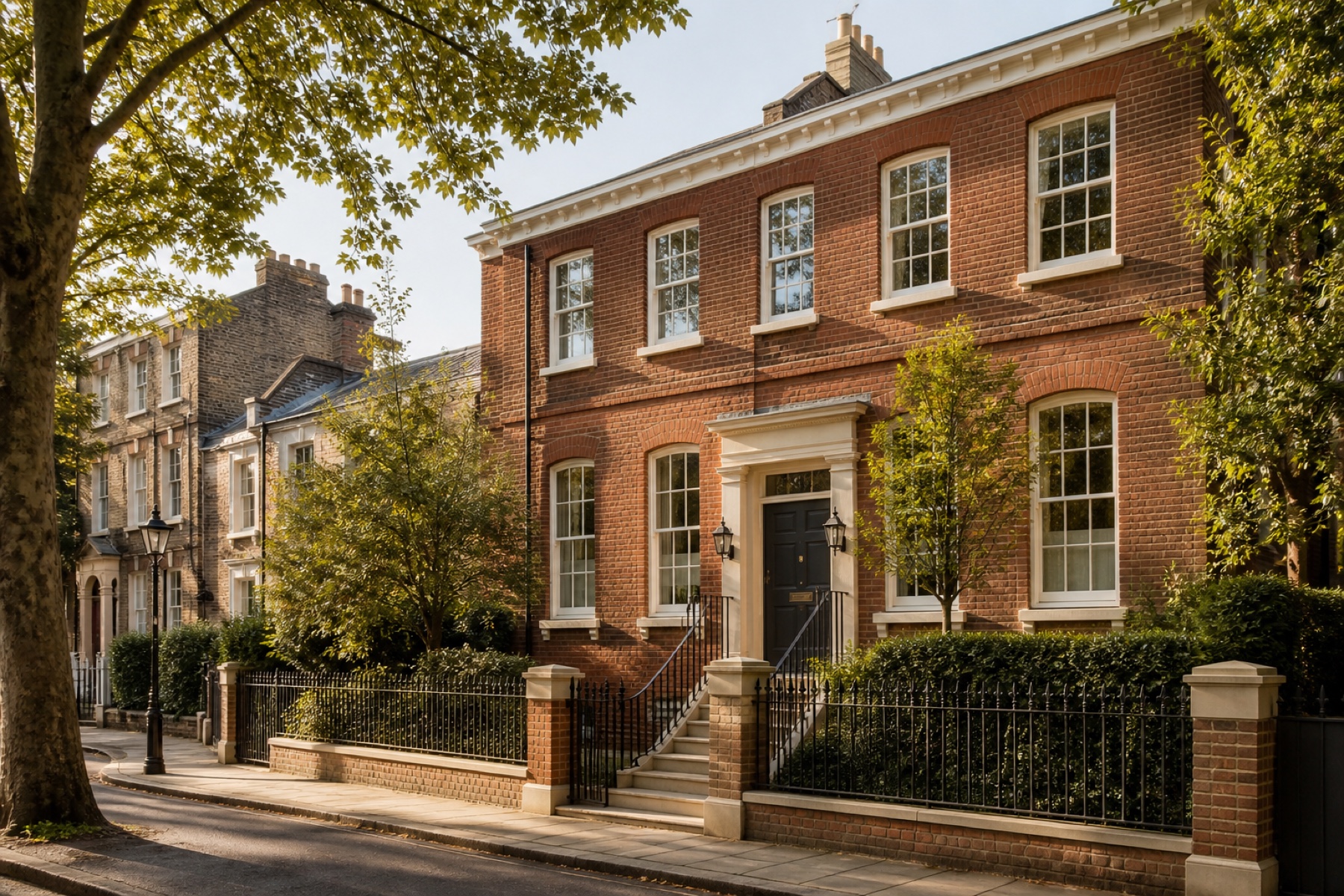 Illustrative red-brick London townhouse